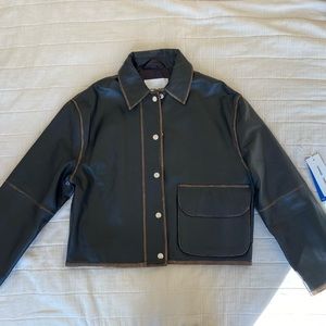 Samsoe Samsoe Black & Brown Leather Jacket